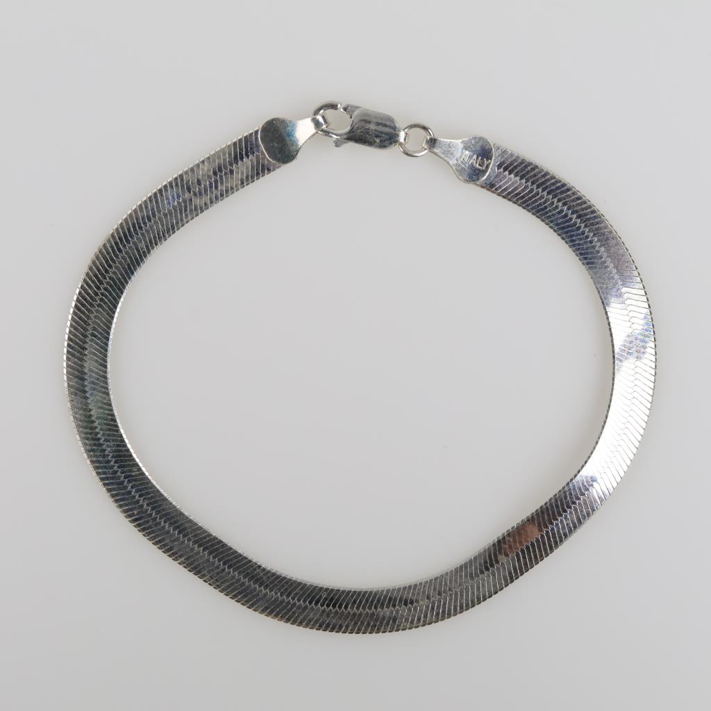 Sterling Silver Herringbone Chain Bracelet