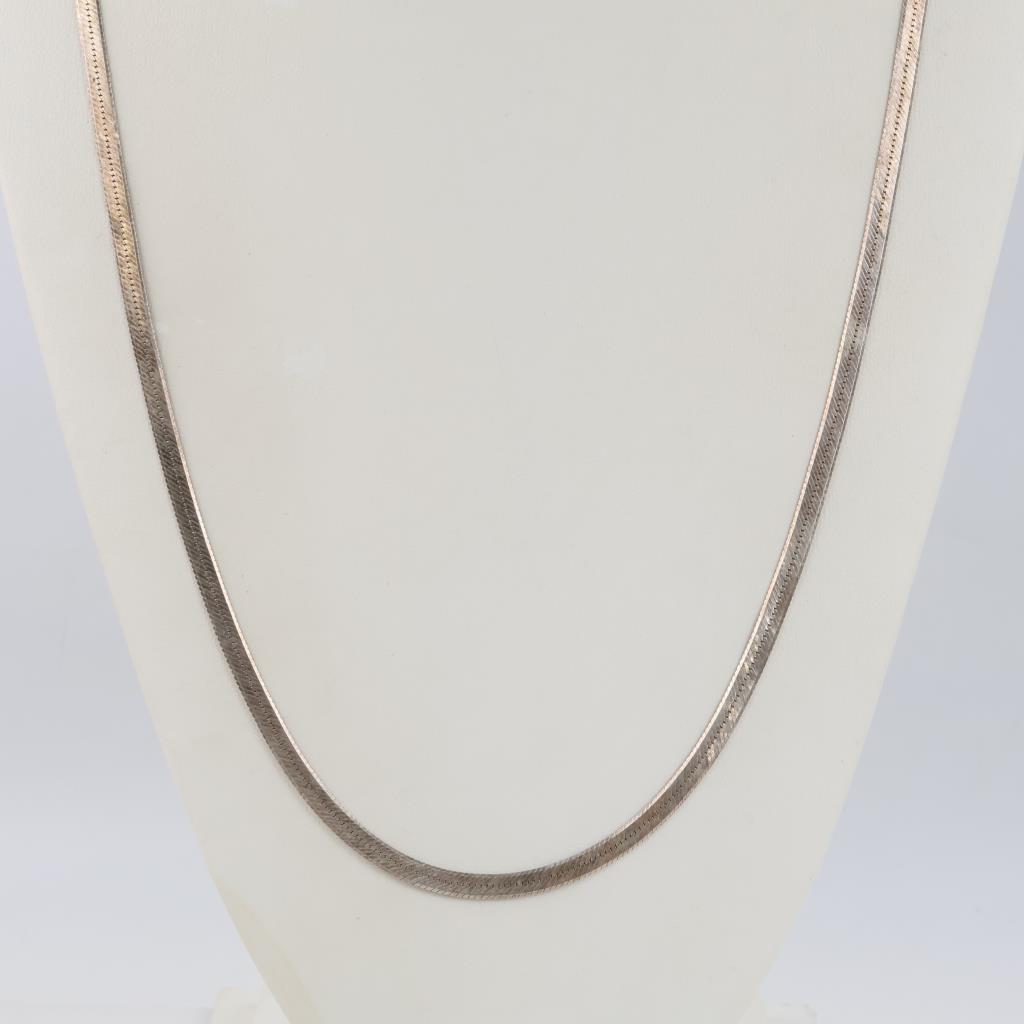 Sterling Silver Herringbone Chain Necklace