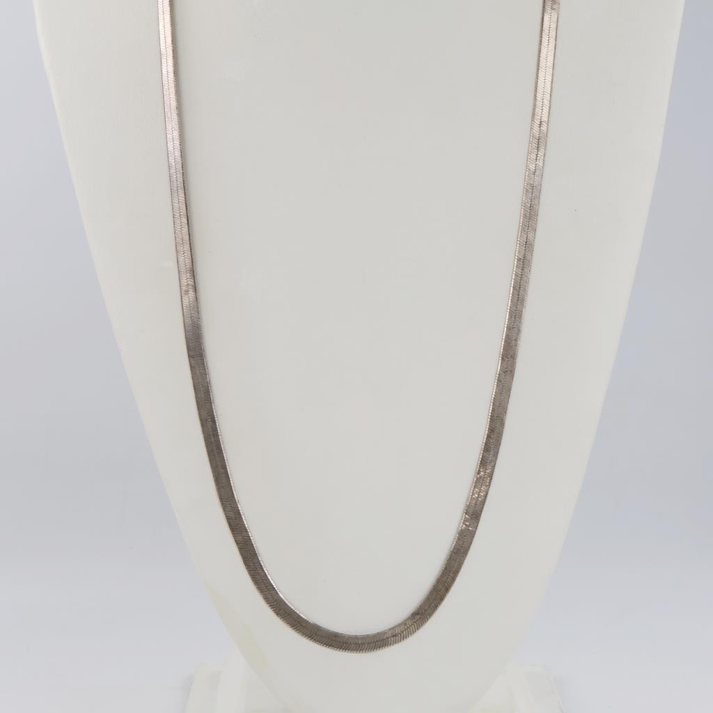 Sterling Silver Herringbone Chain Necklace