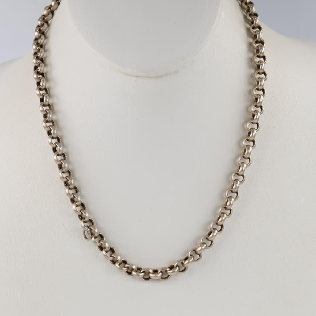 Sterling Silver Hollow Rolo Link Necklace