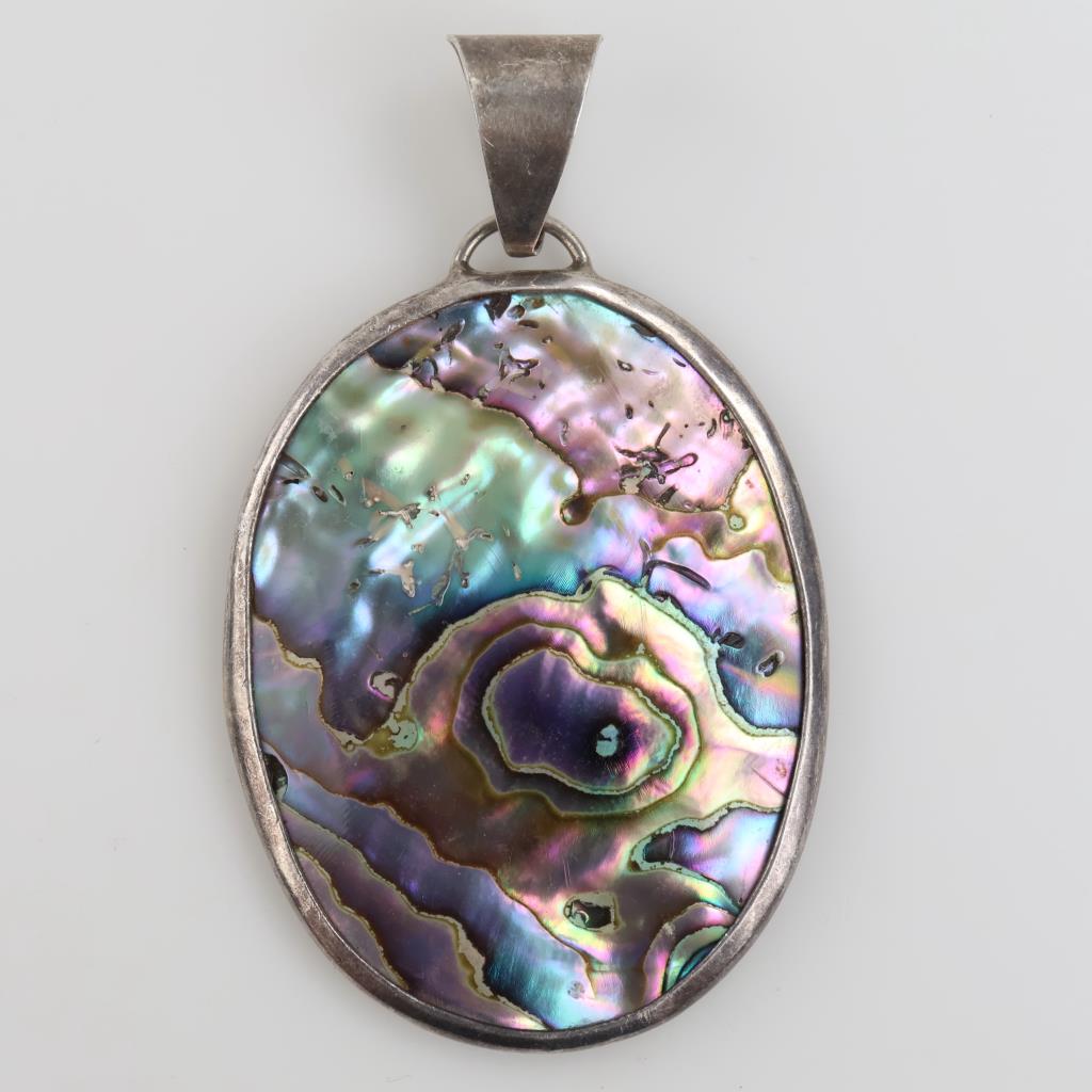 Sterling Silver Iridescent Stone Pendant