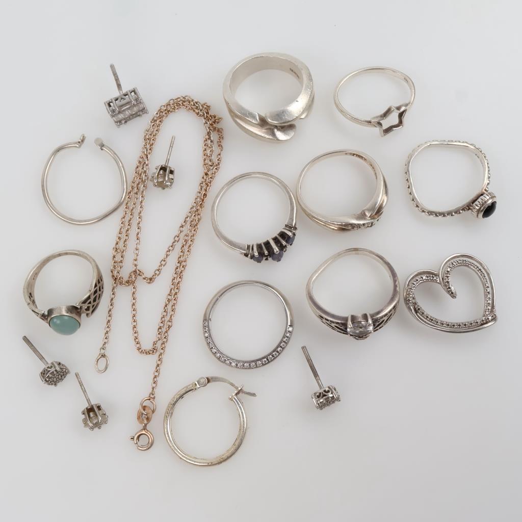Sterling Silver Jewelry, 17 Pieces
