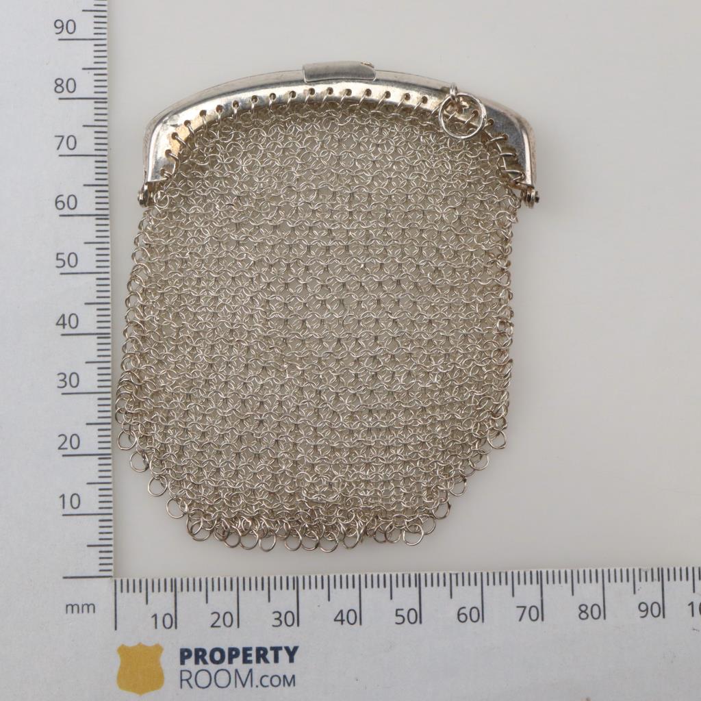 Chainmail Coin Purse, Vintage Ladies Silver Mesh Coin Pouch, French Antique Chain Mail Lady's