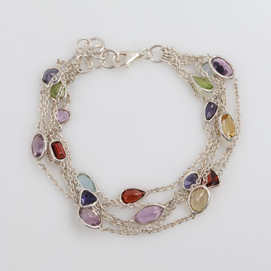 Sterling Silver Multicolored Stone Bracelet