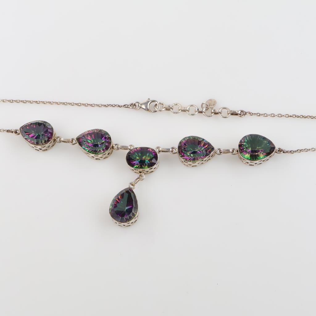 Sterling Silver Mystic Topaz Stone Necklace