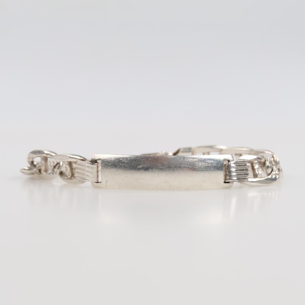 Sterling Silver Name Plate Mariner Chain Bracelet