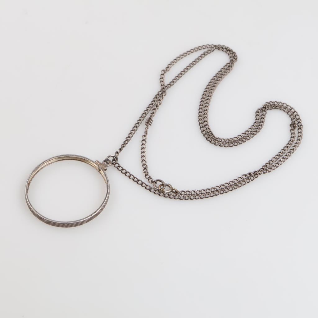 Sterling Silver Necklace With Coin Frame Pendant