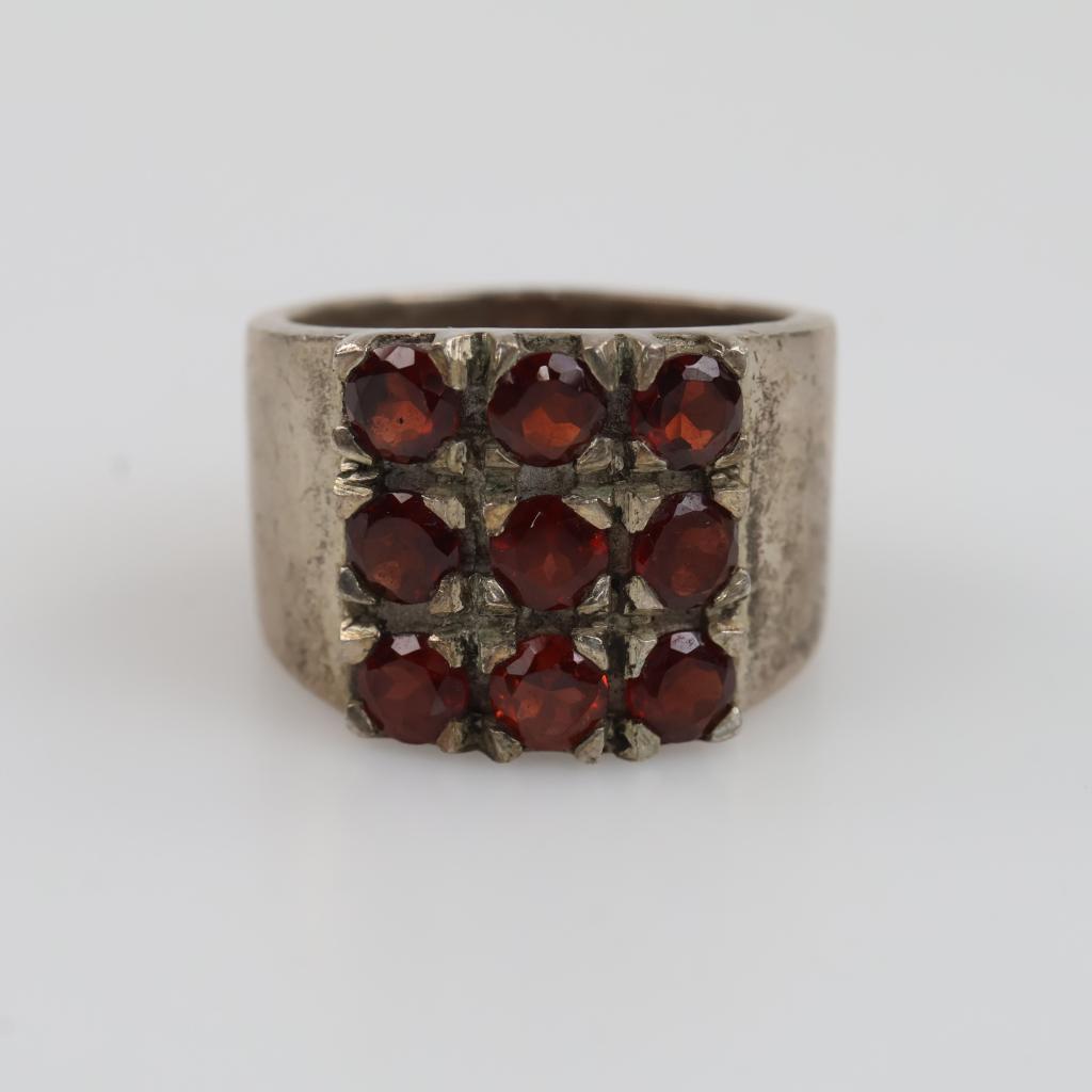 Sterling Silver Red Stone Ring