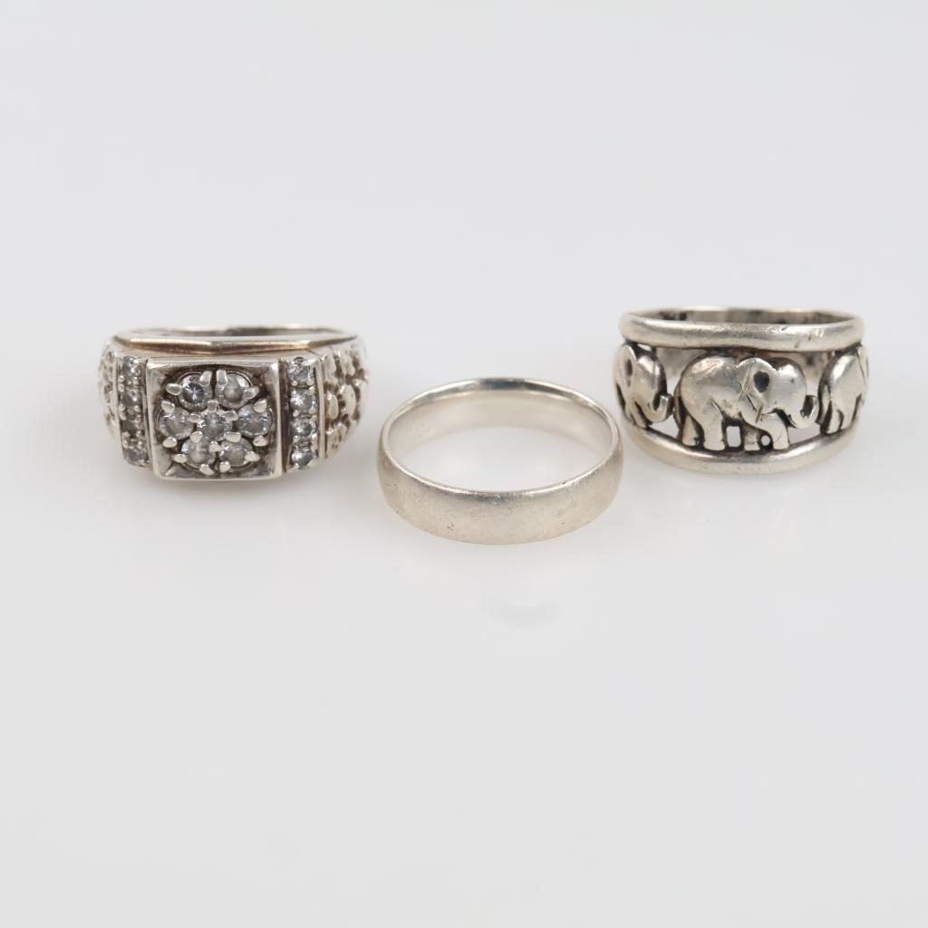 Sterling Silver Rings, 3 Pieces