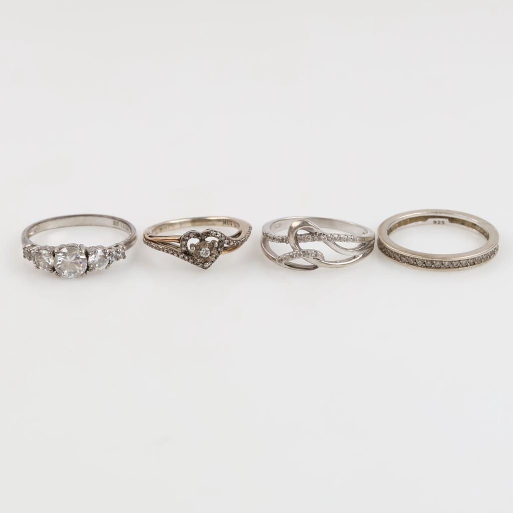 Sterling Silver Rings, 4 Pieces