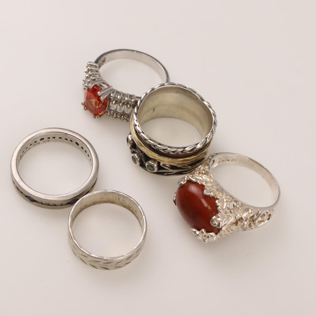 Sterling Silver Rings, 5 Pieces Property Room