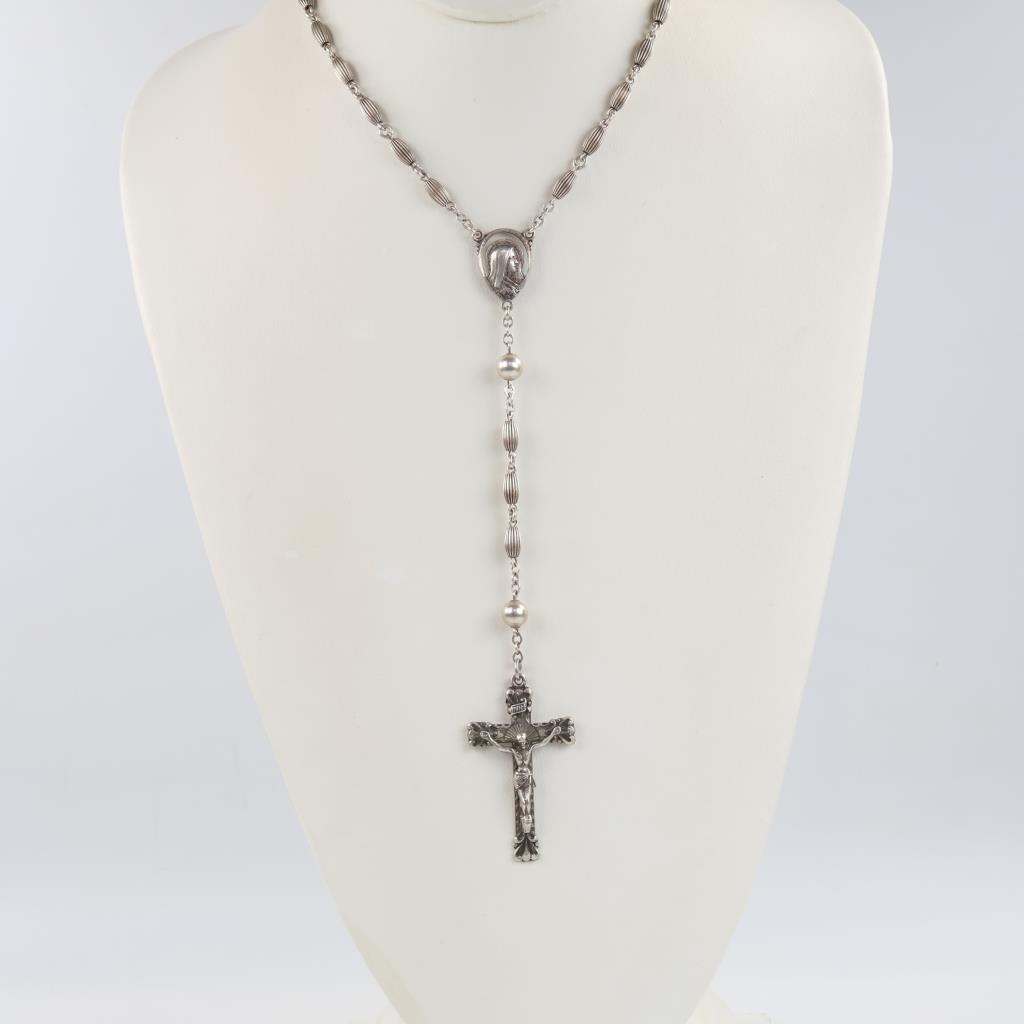 Sterling Silver Rosary Necklace
