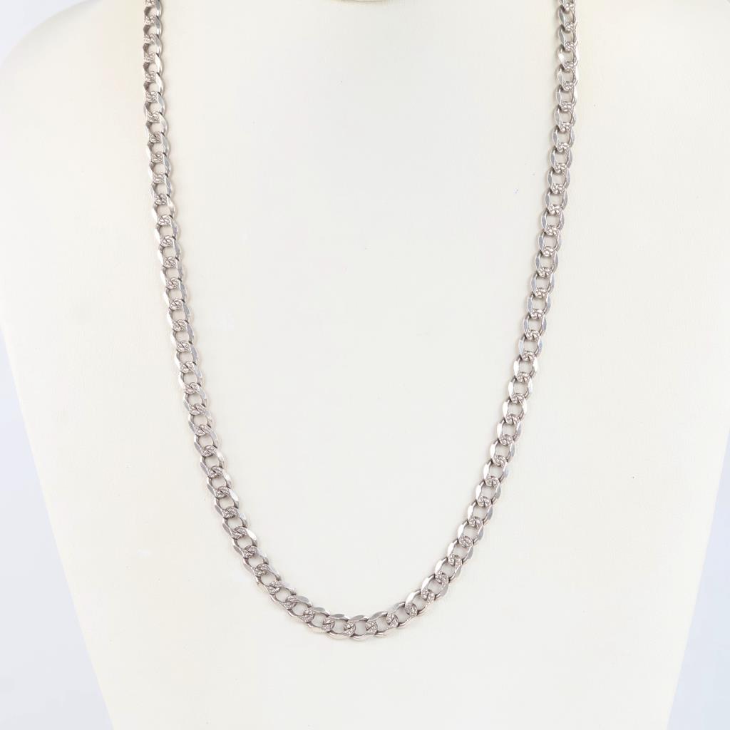 Sterling Silver Textured Curb Chain Necklace