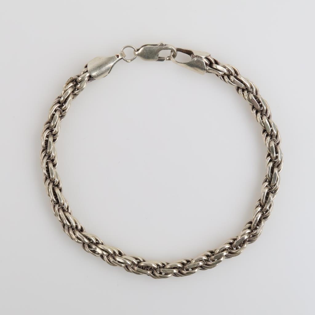 Sterling Silver Twisted Rope Chain Bracelet