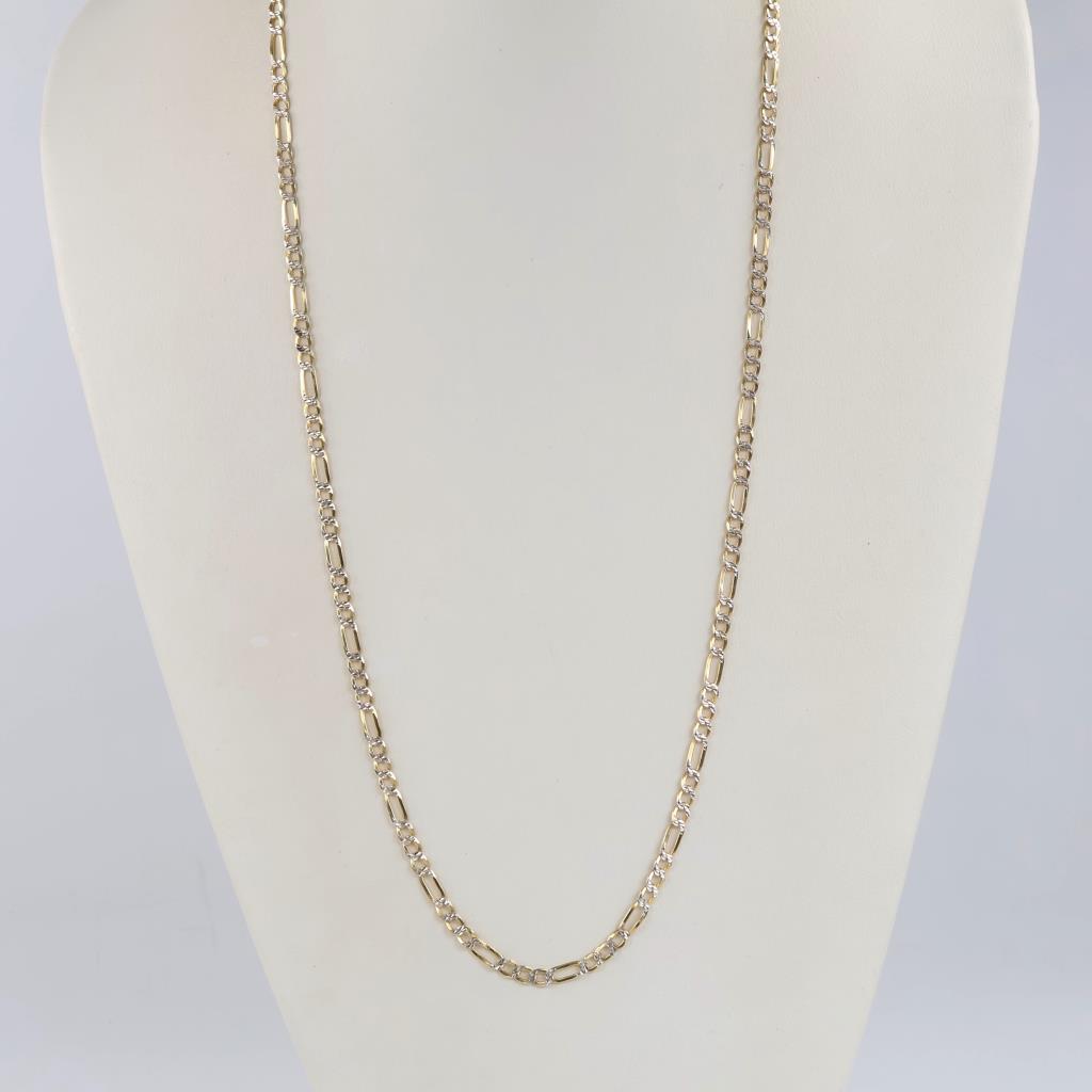 Sterling Silver Two-tone Figaro Chain Necklace