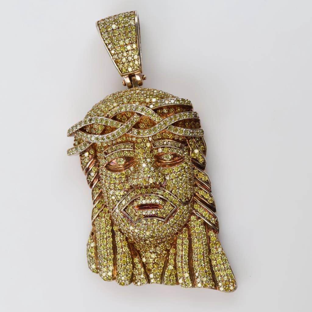 Sterling Silver Yellow Stone Religious Pendant