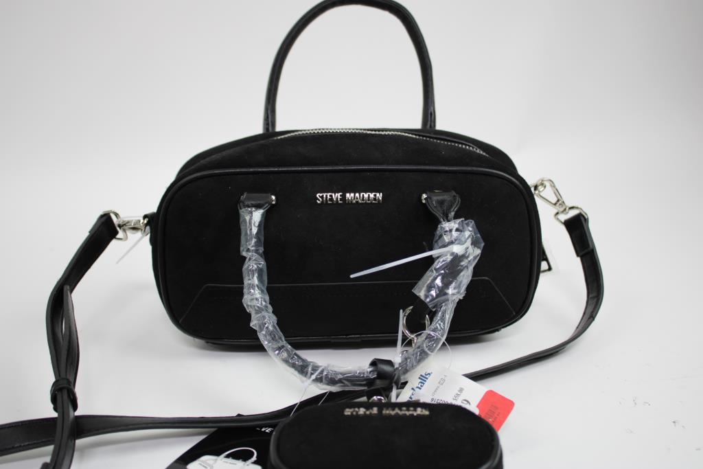 Steve Madden Faux Suede Black Crossbody Handbag