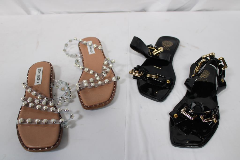 Steve Madden Pearl Studded Sandals Size 8, And Vince Camuto Black Sandals Size 7M