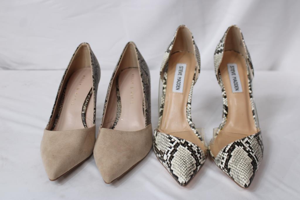 Steve Madden Snake-Print Heels, Kelly & Katie Snakeskin/Suede Pumps, 7M, 2 Pieces