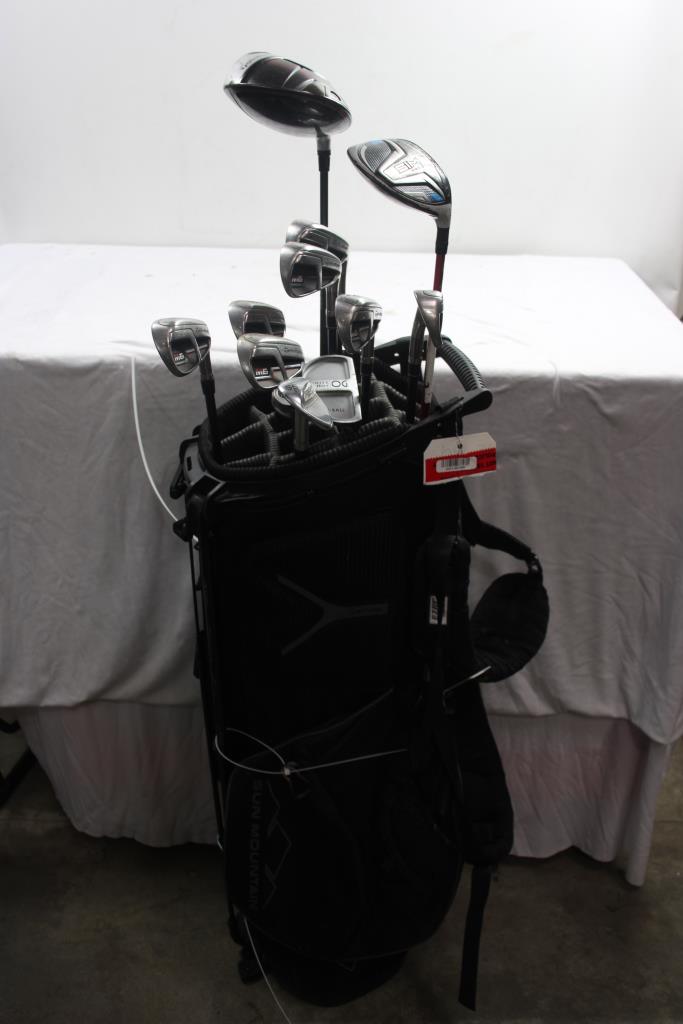 Sun Mountain Bag With Clubs, 11 Pieces