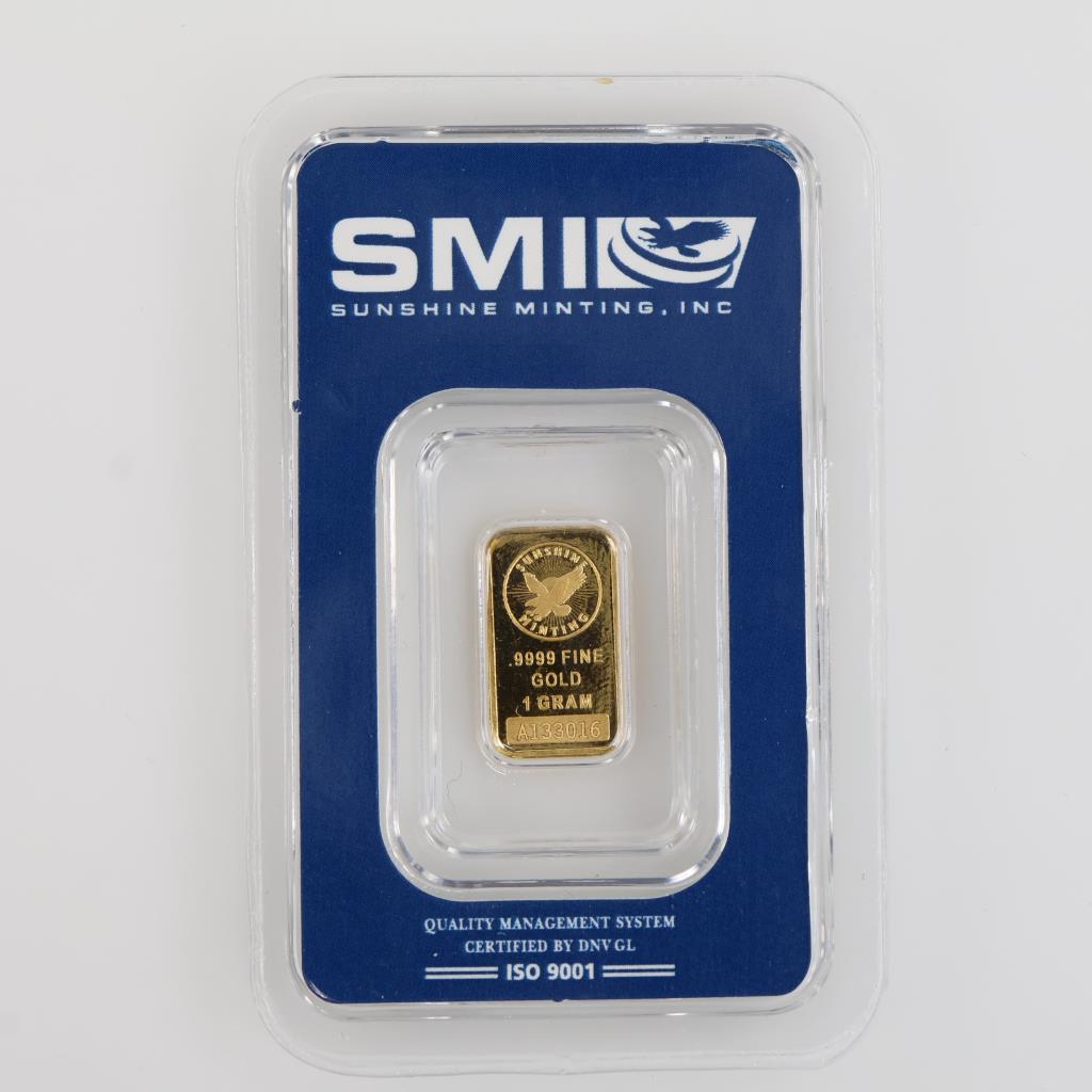 Sunshine Minting Fine Gold 1g Bar