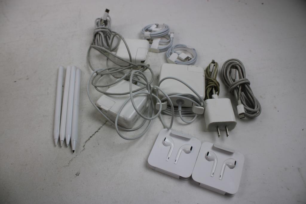 Tablet Cases, Keyboards, Digital Pens, Apple Power Adapters, Earbuds Bulk Lot, 27 Pieces
