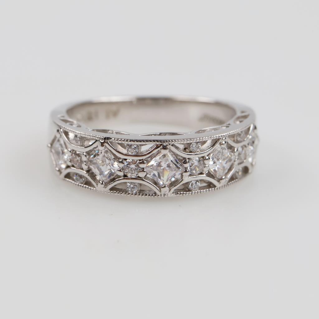 Tacori IV Platinum Over Sterling Silver Clear Stone Ring