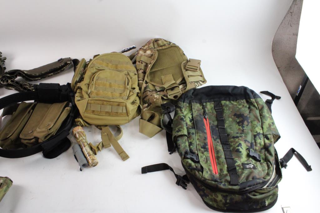 Tactical Bags, Holsters & More, 8+ Pieces Property Room