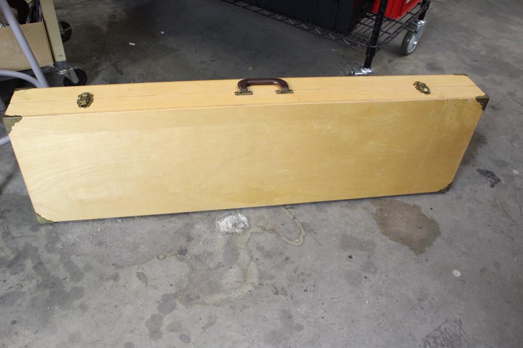 Tan Wooden Instrument Case Property Room