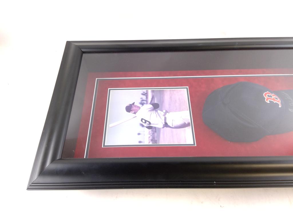 Ted Williams Signed Hat & Photo Framed