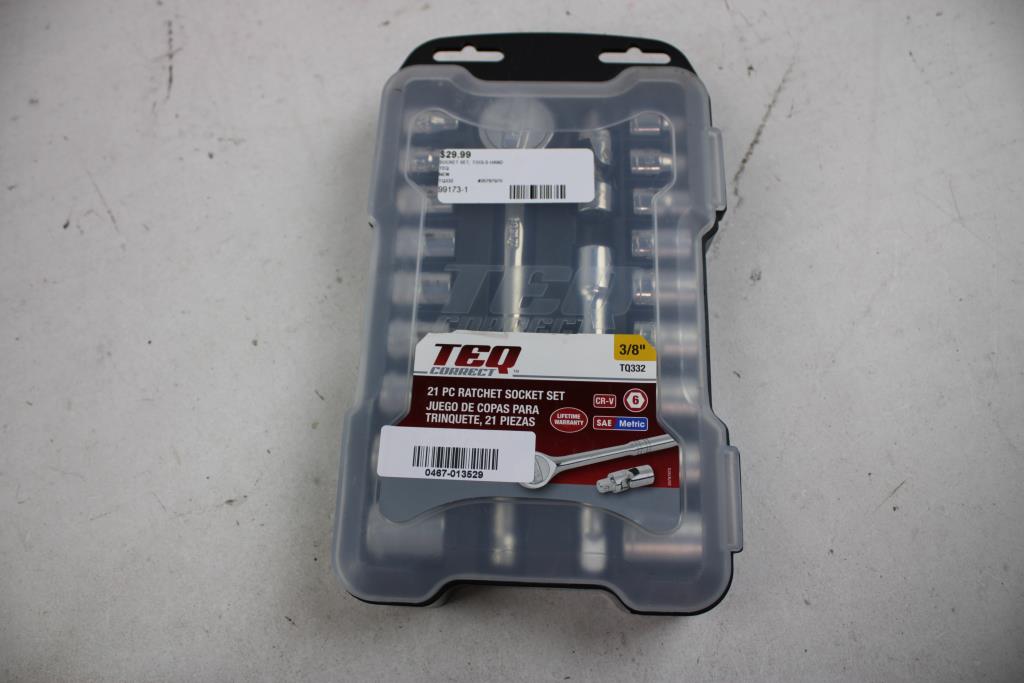TEQ 21-Piece Ratchet Socket Set, 3/8"