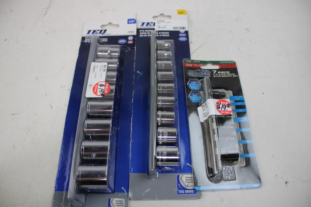 TEQ Socket Sets, Power Torque 1/4" & 3/8" Drive Star Socket Set, 3 Pieces