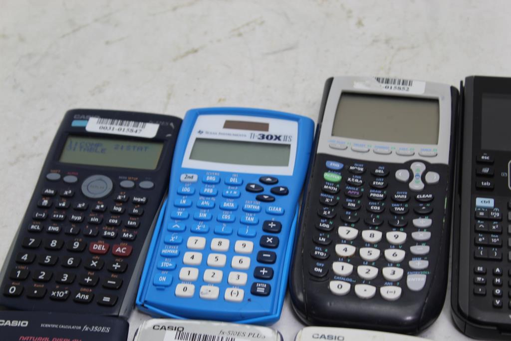Texas Instruments, Casio And More Calculators, 10 Pieces Property Room
