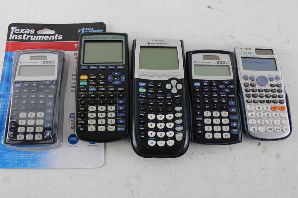 Texas Instruments & Casio Graphing Calculators, 5 Pieces Property Room