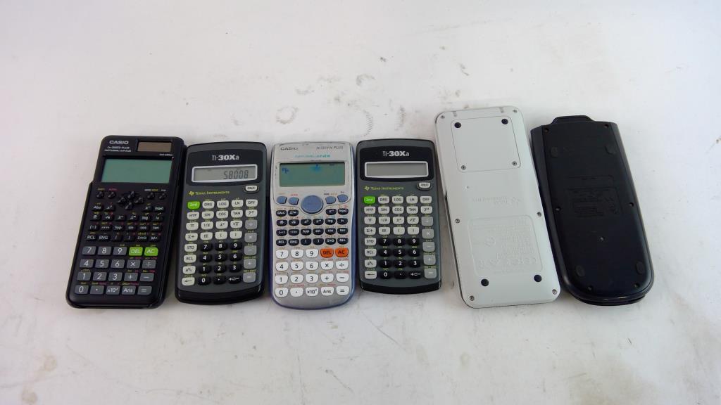 Texas Instruments, Casio & More Calculators, 6 Pieces Property Room