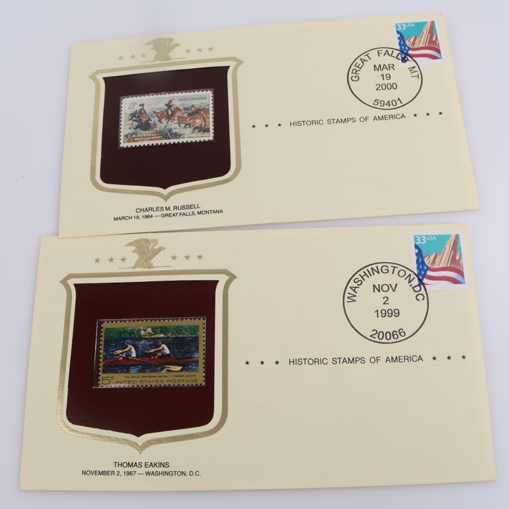 The Postal Commemorative Society "Historic Stamps Of America", 2 Pieces
