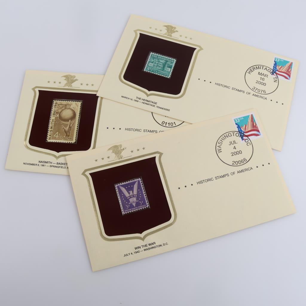 The Postal Commemorative Society "Historic Stamps Of America", 3 Pieces