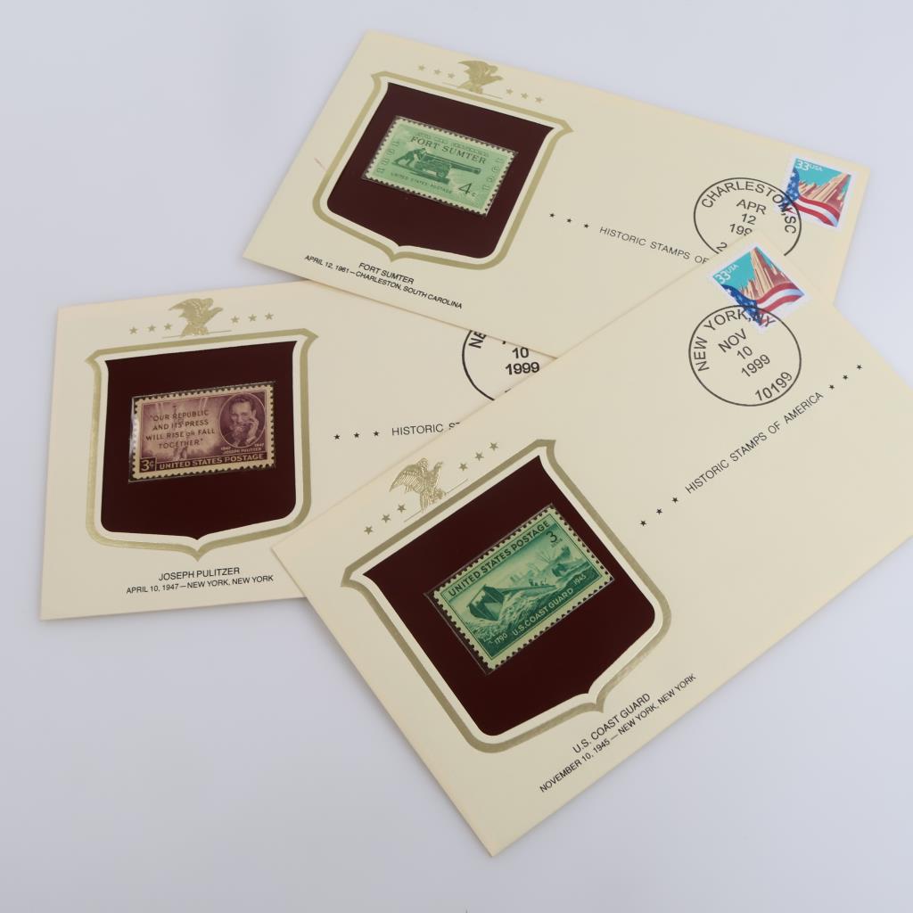 The Postal Commemorative Society "Historic Stamps Of America", 3 Pieces