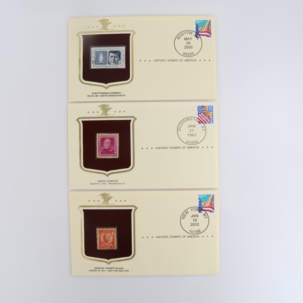 The Postal Commemorative Society "Historic Stamps Of America", 3 Pieces
