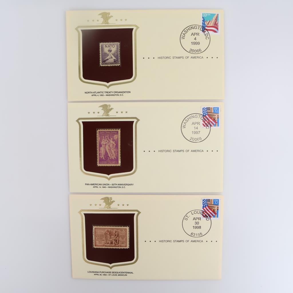 The Postal Commemorative Society "Historic Stamps Of America", 3 Pieces