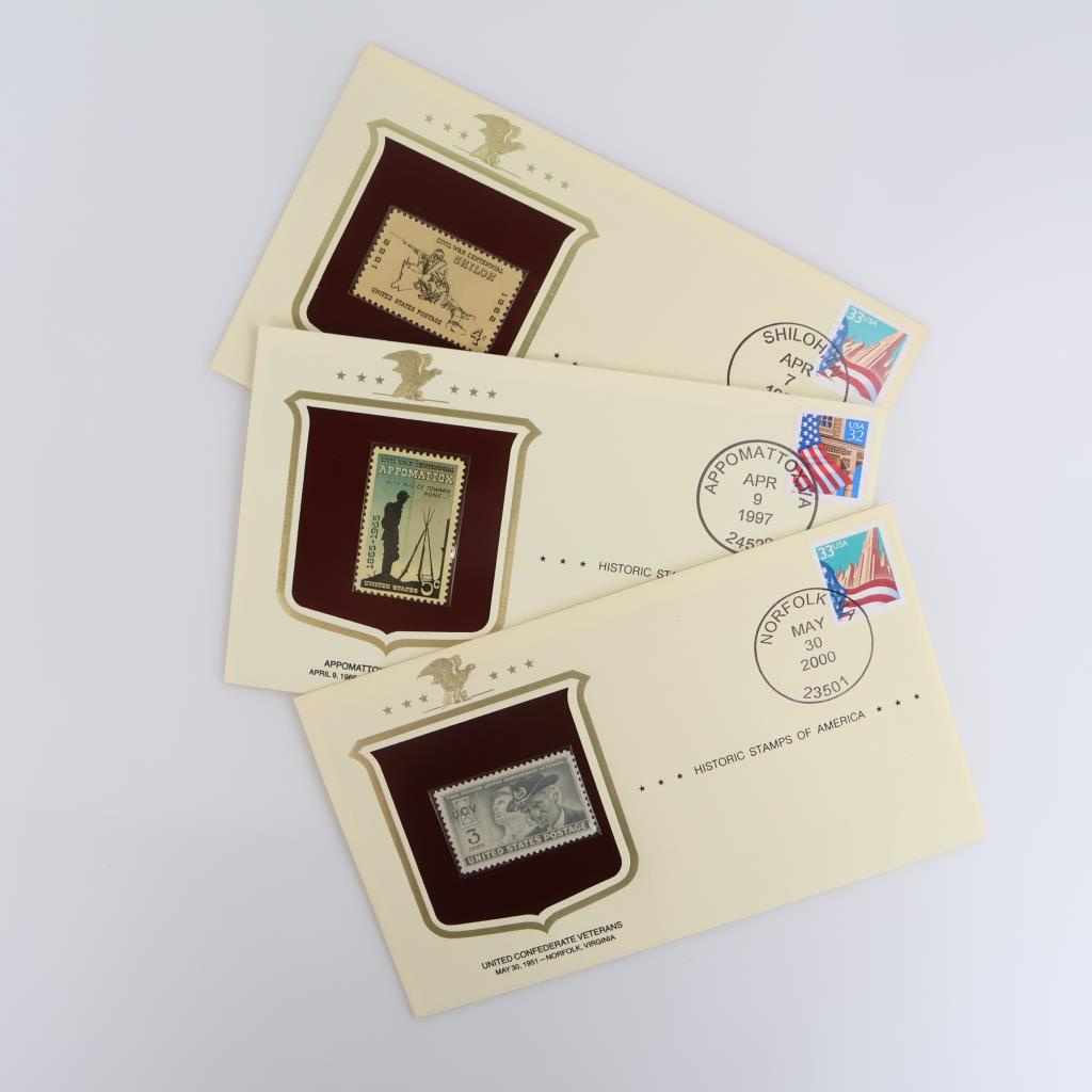 The Postal Commemorative Society "Historic Stamps Of America", 3 Pieces