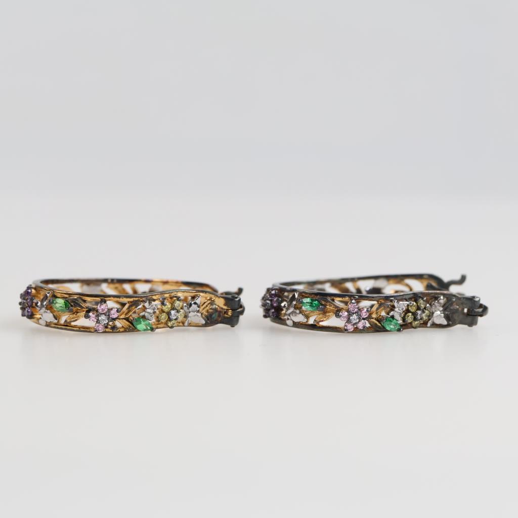 Thomas Kinkade Silver GP Memories Of Beauty Floral Earrings