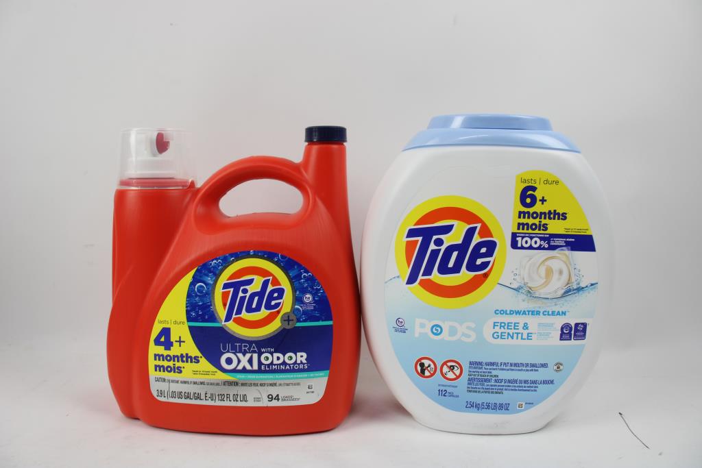 Tide 3.9L UltraOxi Detergent, And Tide Coldwater Clean Pods 89 Oz, 2 Pieces