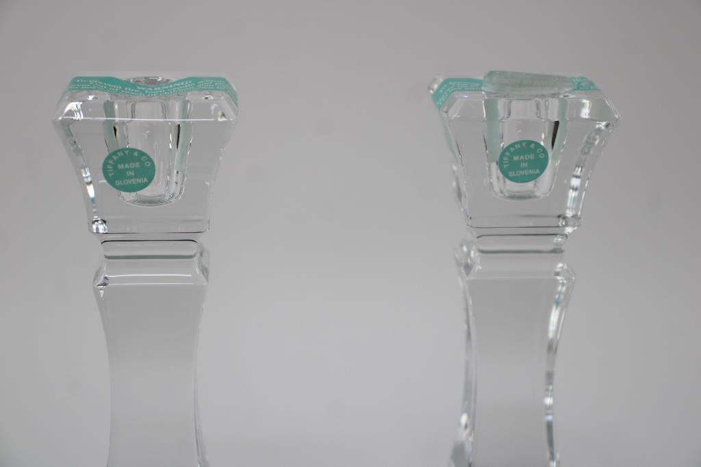 Tiffany And Co Glass Candlesticks, 2 Pieces Property Room