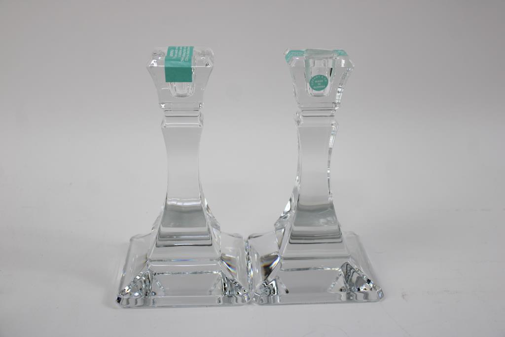 Tiffany And Co Glass Candlesticks, 2 Pieces Property Room