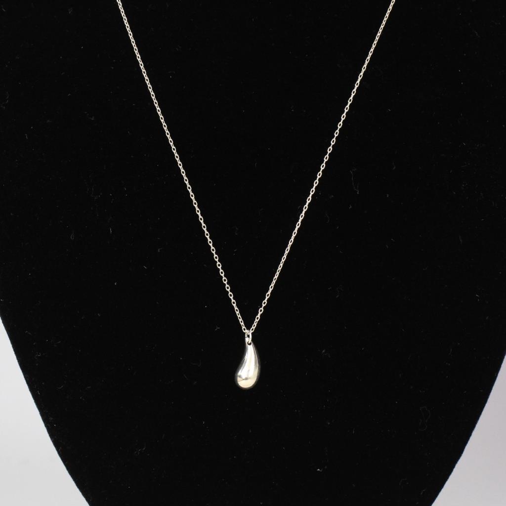 Silver Teardrop Pendant Necklace, 3.30 