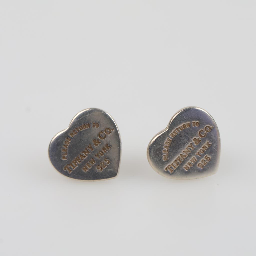 Tiffany & Co. Sterling Silver Return To Tiffany Heart Tag Stud Earrings
