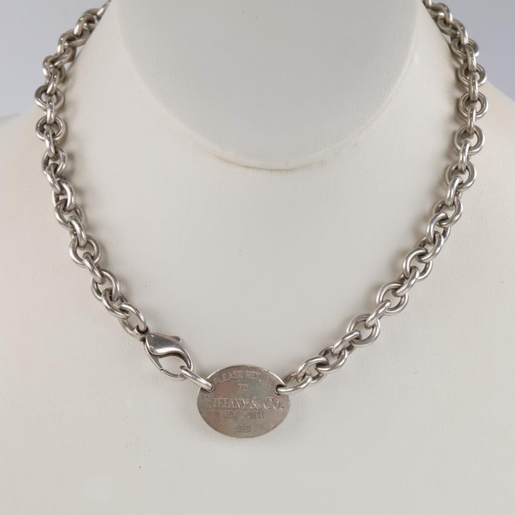 Tiffany & Co. Sterling Silver Return To Tiffany Oval Tag Necklace
