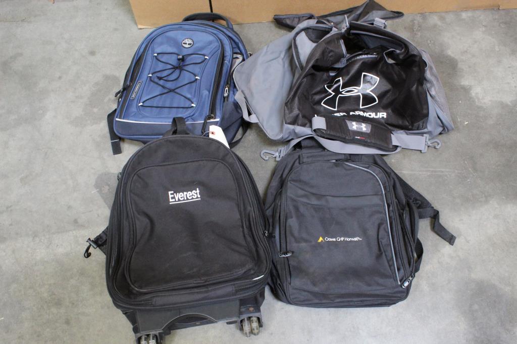 Timberland, Under Armour+ More Duffle Bag, And Backpacks 4 Pieces ...