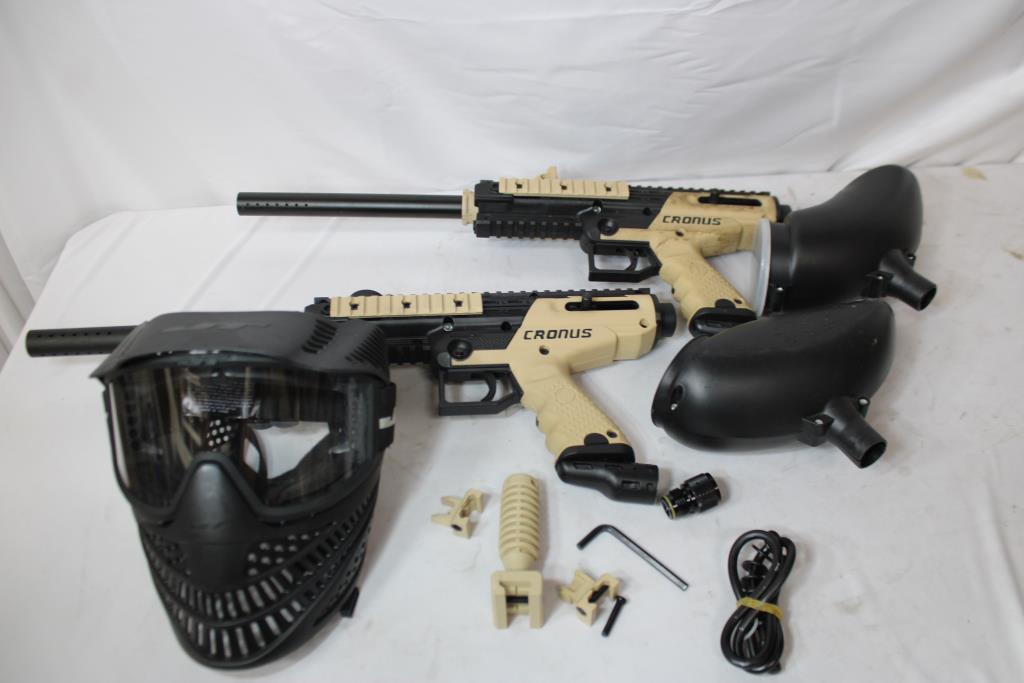 Tippman Cronus Paintball Gun Tactical Combat Power Pack With Raptor Mask